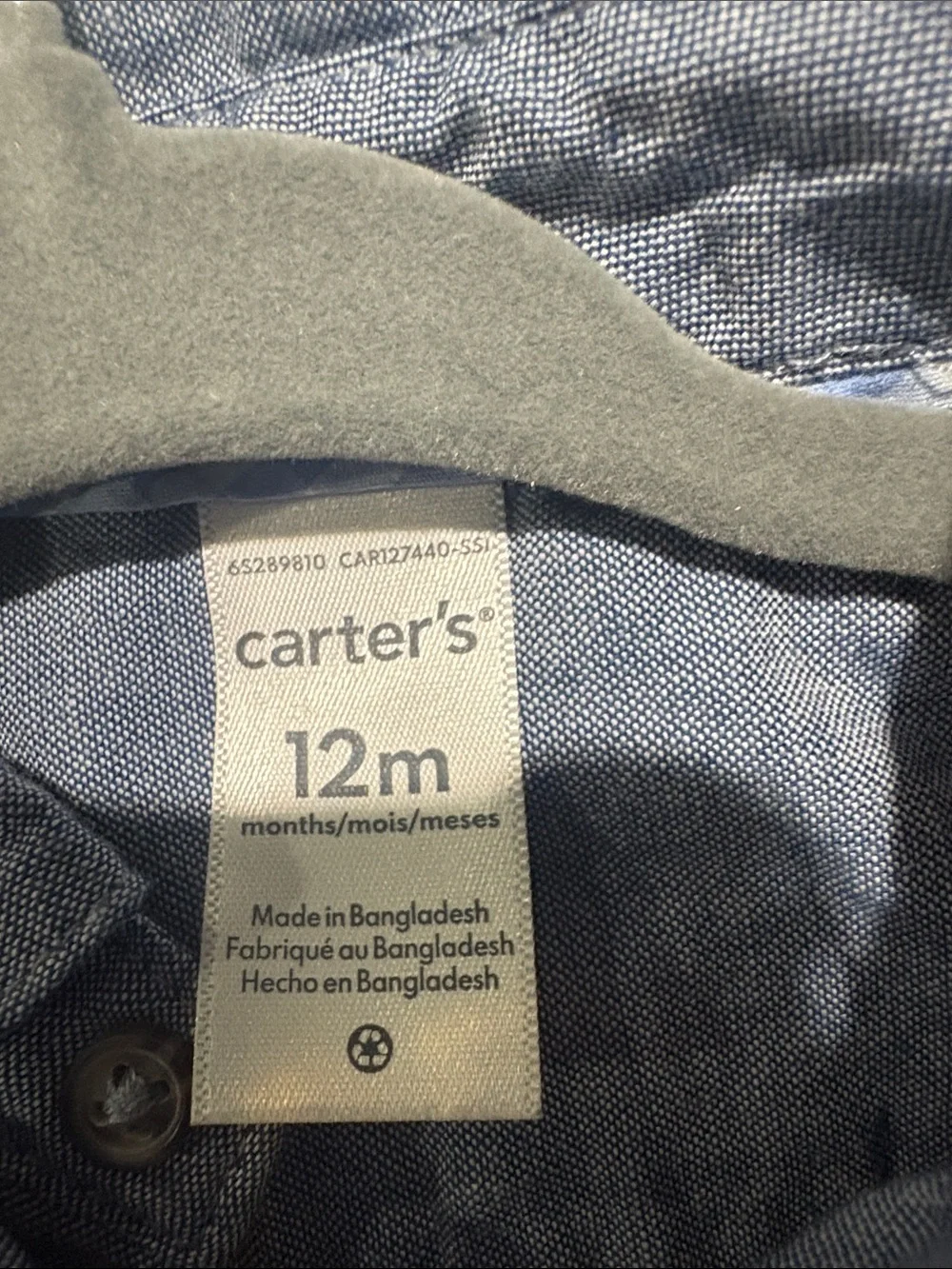 Carter's Chambray Button-Front Baby One-Piece in Blue